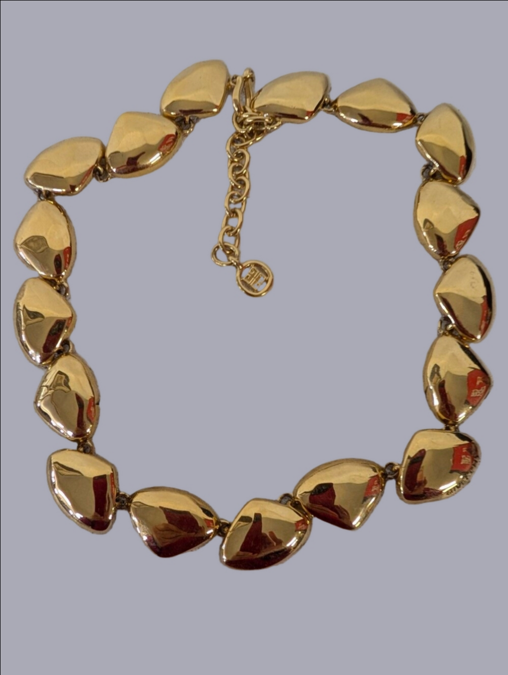 Vintage Necklace Givenchy Signed Gold Chunky Link Heavy Organic 1980s